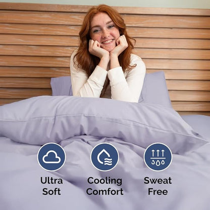 Full XL Bed Sheet Set - 4 Piece Extra Long Extended Full XL Sheets - Soft, Breathable & Cooling - Fits 8" to 16" Mattress with Deep Pockets - 54" x 80" - Wrinkle and Fade Resistant - Light Lavender