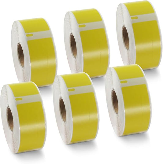 BETCKEY Colored Labels Compatible with Dymo 1738595 (3/4" x 2-1/2") Barcode/File Labels, Compatible for Dymo LabelWriter Thermal 450, 4XL & Zebra Desktop Printers [6 Rolls, Yellow]