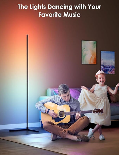 boostool 2 Pack Corner Floor Lamp, 65" RGB LED Corner Lamp, Color Changing Ambient Lighting with Music Sync - App and Remote Control LED Lamp for Bedroom, Living Room, Gaming Room
