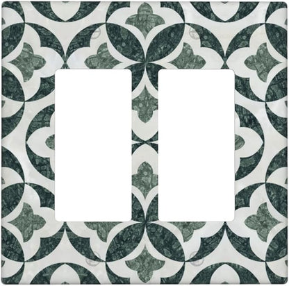 Bvtewkhz Green Luxury Modern Cubic Marble 2 Gang Double Rocker Decorative Light Switch Covers Electrical Faceplate Switch Plates for Bathroom Kitchen Home