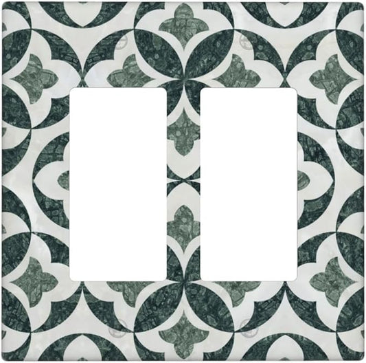 Bvtewkhz Green Luxury Modern Cubic Marble 2 Gang Double Rocker Decorative Light Switch Covers Electrical Faceplate Switch Plates for Bathroom Kitchen Home