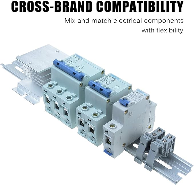 VAMRONE 6 Piece Aluminum DIN Rails, 4 Inches Long, 35mm Wide, 7.5mm High, Top Hat Slotted DIN Rail with RoHS, Extra Premium Screws Included for Hardware Components Mounting