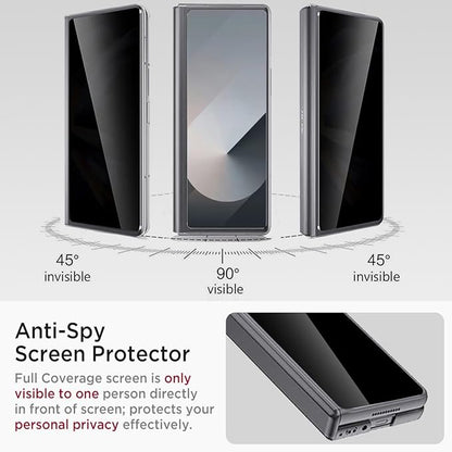 Miimall for Galaxy Z Fold 6 Case with Privacy Screen Protector, Built-in Adjustable Kickstand & Magnetic Hinge & Upgraded Camera Protection All-Inclusive Protective Cases for Galaxy Z Fold 6 5G Grey