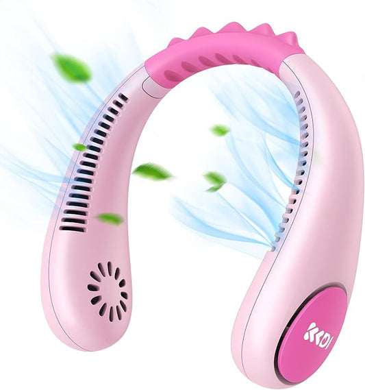 Kids Neck Fan, Portable Bladeless Fans for Kid 4-14Y Girls & Boys, 2600mAh USB Personal Mini Cooling Fan for Travel/Camping/Study, 4 Speeds, Lightweight, Compact, Perfect Summer Gifts for Kids