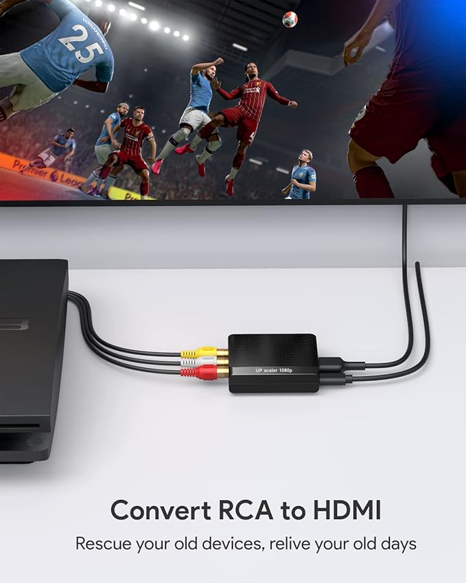WENTER AV to HDMI Converter, 1080P RCA Composite to HDMI Adapter, Mini Analog CVBS Audio Video Adapter Supports PAL/NTSC for Smart TV VCR/VHS/Xbox/PS3/STB/N64/Wii/TV/PC/Blue-Ray DVD Players
