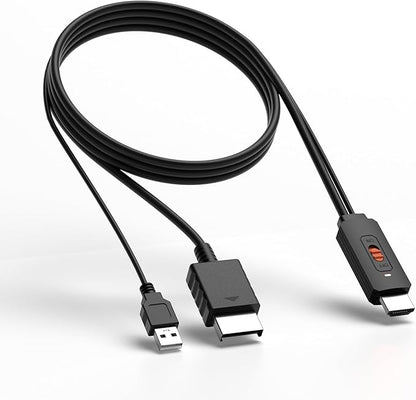 Azduou PS2 to HDMI Adapter HD-Link Cable Support ON/Off Switch, Converter PS3 Video Signal to HDMI Signal with True Ypbpr HD Signal Output (100% Improve Video Quality for PS2 and PS3)