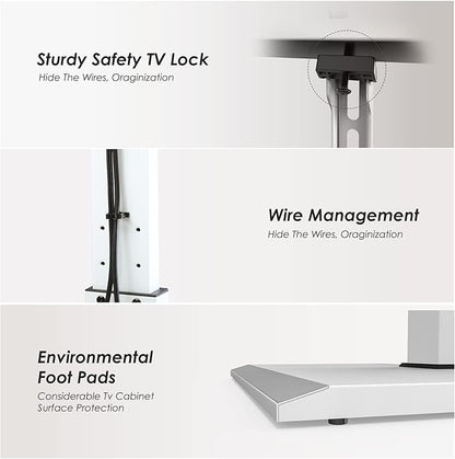 FITUEYES Floor TV Stand with Mount for 32-55 65 Inch TV, Height Adjustable TV Floor Stand with Metal Shelf up to 88lbs, Swivel Tall TV Stand with Study Iron Base for Living Room, Bedroom