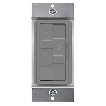 TOPGREENER Kalide Combo Dimmer Switch with 3-Speed Fan Control, Light and Fan Combination Switch, Single Pole, 2.5A, 200W LED/CFL, Neutral Wire Not Required, TGDSFS3-GY, Gray