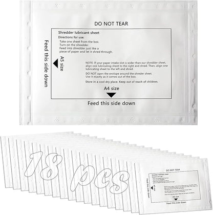 Ansoon Paper Shredder Lubricant Lubricating Sheets, Paper Shredder Oil Sharpening & Cleaning Sheet for Cross-Cut and Micro-Cut Paper Shredders (18-Pack)