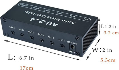 1/8" aux Input Mixing 2 in 4 Channel Way Out Headset Box Headphone Amplifier 3.5mm Mixer 1/8 inch Stereo Audio Amp with Ultra-Compact Portable mini Jack 3.5 Splitter hup for Studio and Stage