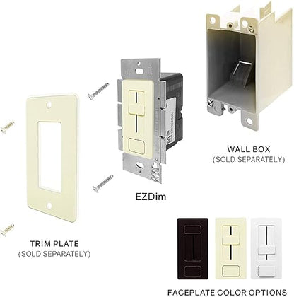 HitLights 100 Watt LED Driver and Dimmer Switch Single Integrated Unit, EZDim 120V AC – 24V DC Wall Dimmer Switch Compatible with Most Solid Color 24VDC Tape Lights and Fixtures, UL Listed