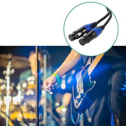 1 Male to 2 Female XLR Y Splitter Micrphone Cable,(11.8 inches / 2 Pack) 3pin Male to Dual Female Y-Splitter Balanced Mic Audio Cables for Stereo Mic to L & R Audio Track