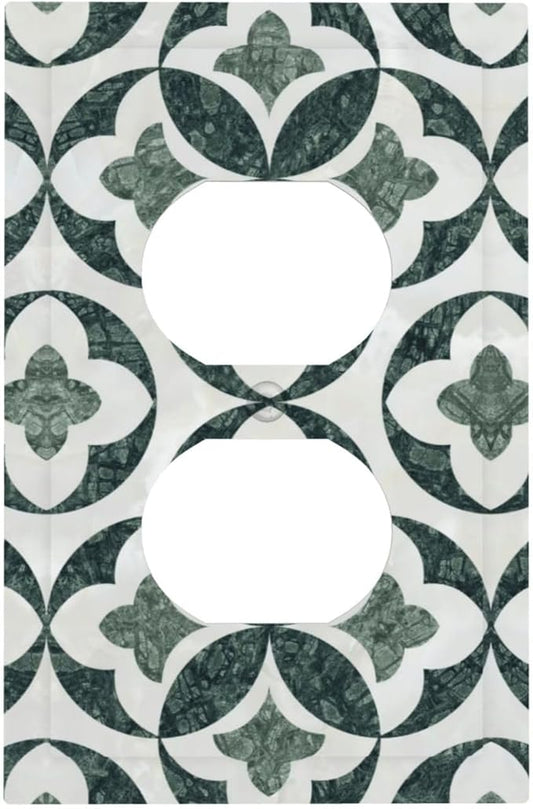 Bvtewkhz Green Luxury Modern Cubic Marble Cubic Marble Duplex Outlet Decorative Light Switch Covers Electrical Faceplate Switch Plates for Bathroom Kitchen Home
