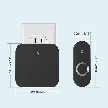 AIDA Lighted Wireless Doorbell for Home, Waterproof Battery Doorbell Wireless 1,000ft Range, 5 Volume Levels with 58 Chimes & LED Flash on Receiver (Black, 1 transmitter & 2 Receiver)