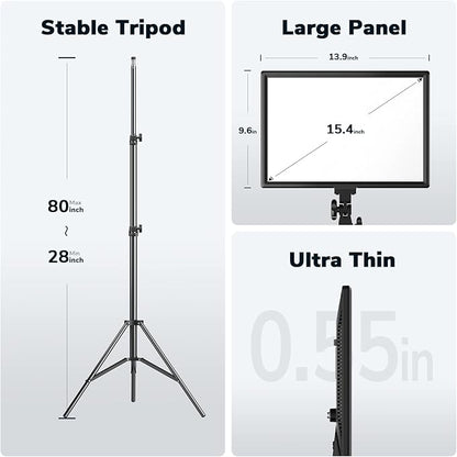 Dazzne D50 LED Video Light Panel Lights 15.4", 2 Packs 45W 3000K-8000K Bi-Color Dimmable Photography Lighting, CRI 96+ Videography Lighting for Video Shooting/Gaming/Live Stream/Studio/Film