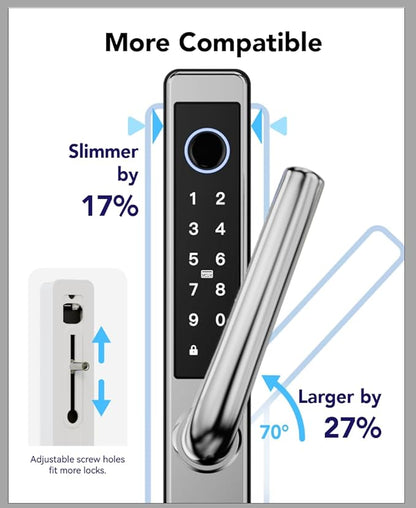 Electronic Smart Door Lock Fingerprint Door Lock with Keypad，Smart Lock for Front Door Children Proof IC Card,40–90mm Multipoint Locks (Not Suitable Patio Mortise Lock)(OSP Mirror Silver)