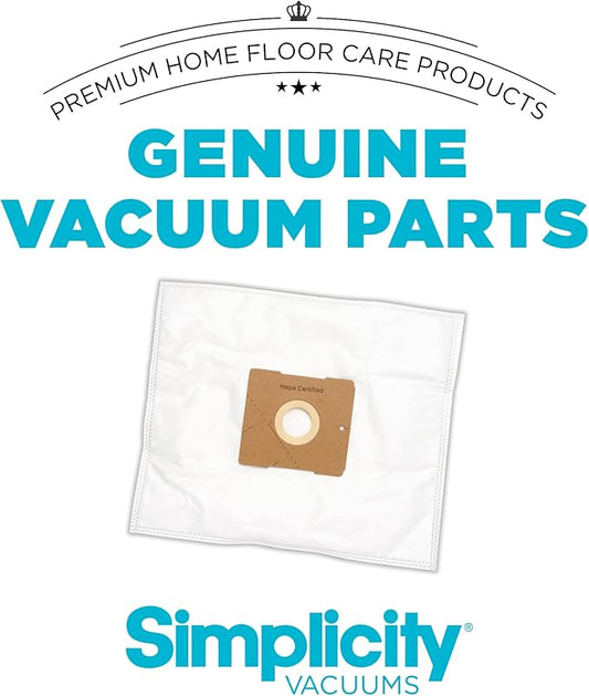 Simplicity Vacuums SZH-6 Jill Canister Vacuum Replacement Bags with Certified Hepa Media, Fits with Simplicity Jill, Jack, and Snap Bagged Vacuum Canister Models, Type Z Bags, 6-pack Set