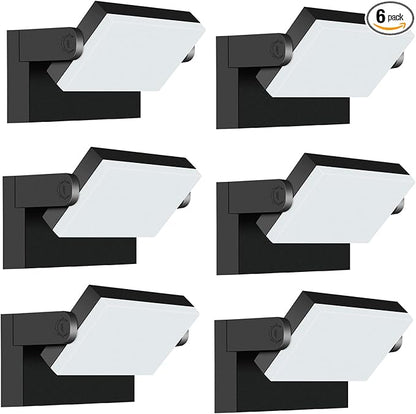 ledmo Outdoor LED Flood Lights - 60W Black 360 Adjustable Head Exterior Lighting Fixture 5000K Waterproof Wall Mount Yard Lights Switch Control Wall Lights for House,Patio,Barn,Shop,Garage 6 Pack