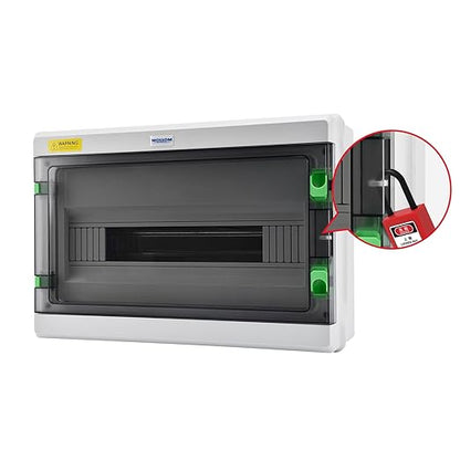 Mollom 18 Way HA Series Power Distribution Box with Bus Bars and Din Rail for Miniature Circuit Breaker MCB,Waterproof IP66,Solar Power Distribution Panel for Indoor and Outdoor Use