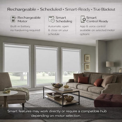Zshine Motorized Blackout Window Blinds Customize Width (23-95 Inches) Remote Control Wireless and Rechargeable Roller Shades Blinds for Windows, Home, Office, Hotel, Club, Restaurant(82164A)