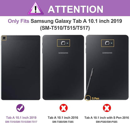 BRAECN for Galaxy Tab A 10.1 Case SM-T510/SM-T515,[Adjustable Hand Strap] [Rotating Stand] [Attachable Shoulder Strap] Heavy Duty Drop Protection Rugged Case for Samsung Tab A 10.1 Inch 2019 -Blue