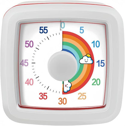 Visual Timer for Kids Adults, 60-Minute Countdown Timer for Classroom, Kitchen,Office, Pomodoro Timer Time Management Tools for Toddler ADHD(White)