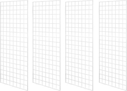 NEESEEYEE Heavy Duty Commercial Grade Gridwall Panels – Grid Panel for Any Retail Display, 2’ Width x 5’ Height, 4 Gridwall Panels Per Carton (White Finish)