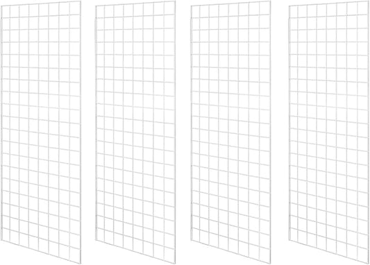 NEESEEYEE Heavy Duty Commercial Grade Gridwall Panels – Grid Panel for Any Retail Display, 2’ Width x 5’ Height, 4 Gridwall Panels Per Carton (White Finish)