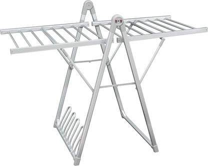 SHARNDY Electric Heating Clothes Drying Rack,Foldable Clothes Drying Rack,Suitable for Drying Clothes, Shoes and Socks.Plug & Play,Silvery Gray,Aluminum Alloy,One-Click Switch(39.37×52.56×25.98in)