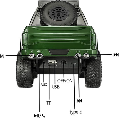 WS-589 Rugged Pickup Truck Bluetooth Replica Speaker – Portable Audio with TWS, LED Party Lights & HD Stereo | Unique Surprise Gift for Music & Truck Lovers (Green)