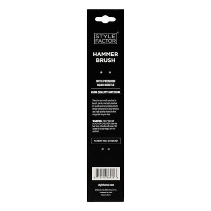 Style Factor EDGE BOOSTER® Hammer Brush Rat Tail– Double-Sided Edge Control Brush & Comb with Boar Bristles – For Edges, Slick Backs, Baby Hair Styling, and Taming Flyaways