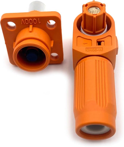 1 Set Battery Energy Storage Connector, 100A High Current Connectors Quick Plug Terminal Orange Right Angle Plug and Socket IP67 Waterproof Power Adapter Crimping 16mm² Wiring (1000V)
