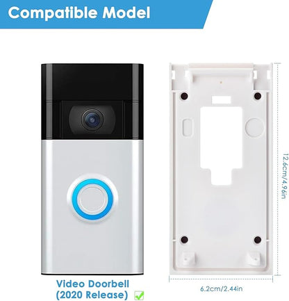 Fansoun No-Drill Adhesive Mount for Ring Video Doorbell (2nd Generation - 2020 Release), Mounting Bracket Accessories for Apartments Office Houses (White)
