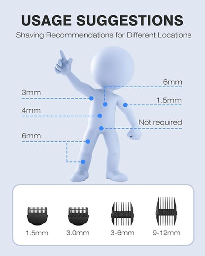 MANSPOT Electric Groin Hair Trimmer Hair Finishing Trimmers, Men's Shaving & Grooming Sets Kit with 4 Guards and Replaceable Ceramic Blade Heads,Waterproof Wet/Dry Trimmer,90 Minutes Shaving Tools