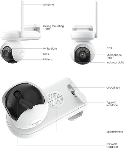 REOLINK Altas PT Ultra - 4K Solar Security Cameras Wireless Outdoor, 500 Days Battery Life, ColorX Night Vision, 360° Pan Tilt Auto Tracking, Dual-Band Wi-Fi 6 Cameras for Home Security