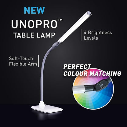 Daylight Company Uno Pro Table Lamp, Standing Lamp for Living Room, Bedroom, Salon, Office, Touch Control, Flexible Arm, Sleek Design, Multipurpose