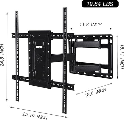 DYZJREL Full Motion TV Wall Mount for 32-65 Inch TVs, VESA Compatible, 100 lbs Weight Capacity, Adjustable Tilt & Swivel, Easy Centering & Quick Installation