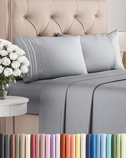 King Size 4 Piece Sheet Set - Comfy Breathable & Cooling Bed Sheets Set - Hotel Luxury Bedding for Women, Men, Kids, Teens, Boys & Girls - Deep Pockets, Soft and Wrinkle Free - Oeko-Tex - Steel Blue