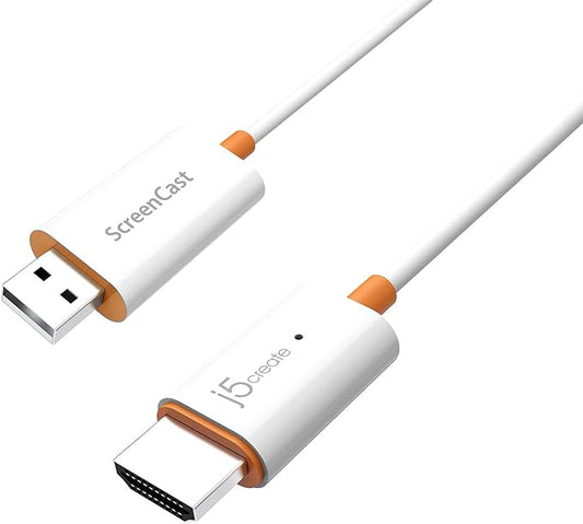 j5create ScreenCast HDMI Wireless Display Adapter Receiver - Mirror Phone, Tablet, Laptop to HDTV - Compatible with MiraCast, AirPlay, Android, Windows 10 PC, iOS, iPhone, Tablet (JVAW56)