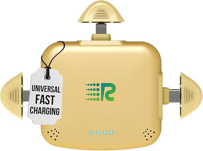 Universe 3 in 1 Portable Charger – 3300mah, 2.4A High-Speed Fast Charging Compatible with iPhone and Android Lightning, Type C, Micro-USB Charges 3 Devices at a Time Pre-Charged RC33 Gold