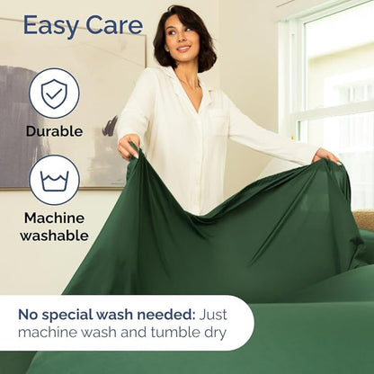 Full XL Bed Sheet Set - 4 Piece Extra Long Extended Full XL Sheets - Ultra-Soft, Breathable & Cooling - Fits 8” to 16" Mattress w/ Deep Pockets - 54" x 80" - Wrinkle & Fade Resistant - Emerald Green