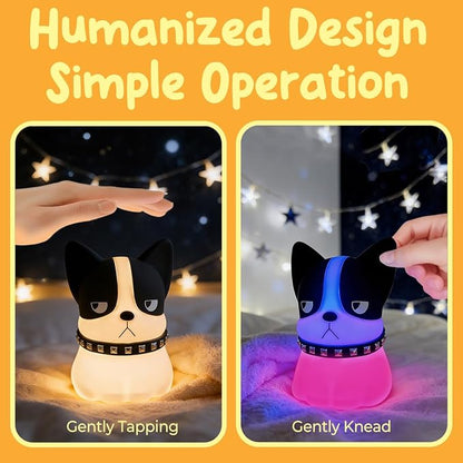 Dog Night Light, Cute Dog Night Light Gifts, Soft Silicone Lamp with 3 Level Warm Light and RGB Changing,Soft Silicone Kids Nursery Nightlight LED Touch Light, Kids Room Decor as Xmas Birthday Gifts