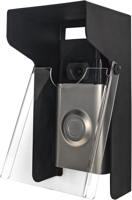 Flip Video Metal Doorbell Rain Cover Sun Shield Hood Plate, Weather Protection Cover Compatible for most doorbells