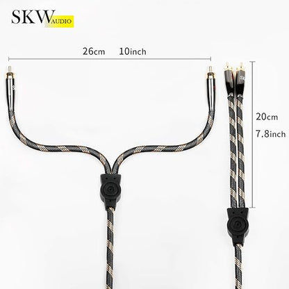 SKW RCA Y Splitter Cable 1 Male to 2 Male Subwoofer Cord, BG Series Ultra-high Purity Copper RCA Y Cable with OD 7.0mm, Multiple Shield Stereo Audio Cable for Subwoofer, Home Theater 6.5ft (2M)