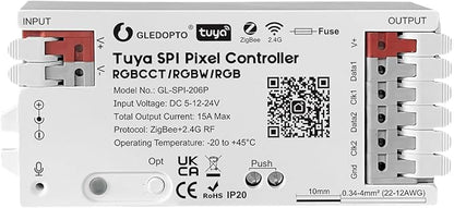 ZigBee Tuya SPI Pixel LED Strip Light Controller Smart Life APP Control RGB IC Dynamic Lighting Static Mode Music Sound ZigBee2mqtt Home Assistant WS2811 SK6812 WS2805 (Tuya ZigBee Hub Require)