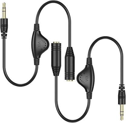 PChero 3.5mm Headphone Extension Cables, 2pcs 3.5mm Male to Female Stereo Audio Extension Cord with Volume Adjustment Control for Smartphone Tablets MP3 Players - 10inch