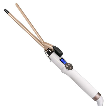 9mm Curling Iron Professional, 3/8 Inch Ceramic Tourmaline Curl Wand Barrel, Hair Curler Iron for Long & Short Hair,Glove Include, Gold