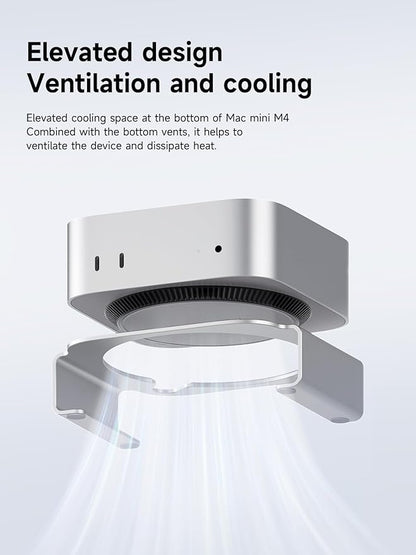 Hagibis Mac mini M4 Stand Aluminum Alloy Mount for Mac mini M4/M4 Pro 2024 Ventilation Heat Dissipation Cooling Desktop Holder Accessories (MMS03)