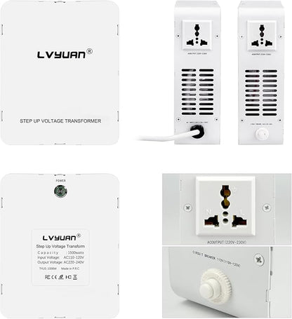 LVYUAN 2000W Voltage Transformer Step Up/Down Converter, 110V/120V to 220V/240V, Circuit Breaker Protection, 3 Year Warranty