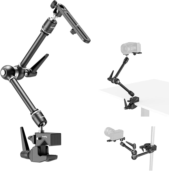 SMALLRIG Friction Magic Arm Camera Mount with Super Clamp and Platform, Overhead Camera Desk Mount Srand, Studio Space Saver, Heavy Duty Mount/Bracket for Lights, Cameras